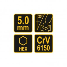 56624 VOREL Cheie hexagonala cu bila 5.0 mm si man..